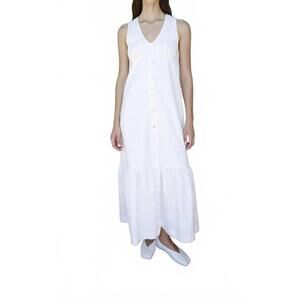 NEW PROJECT ADAMO adamo button front maxi dress in white